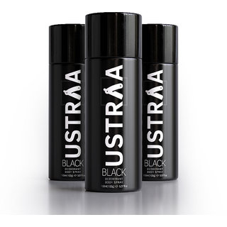                       Ustraa Black Deodorant Body Spray, 150 ml- Set of 3                                              