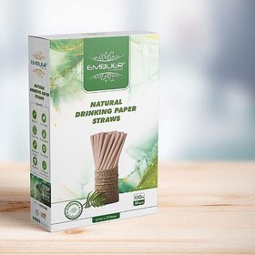Embuer Premium 100 Biodegradable  Ecofriendly, Unbleached Brown Straw for Soft Drinks, Shakes, Party Supplies Decorati