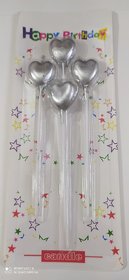Happy Birthday Cake Candle -  Heart Shaped Silver