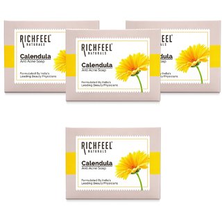 Richfeel Naturals Calendula Soap for Acne Pack of 3 + 1 Bar Free - 75 grams