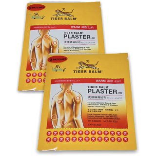                       Tiger Balm Plaster for Relief of Muscular Pains, WARM - 2 Plasters (10cm x 14cm) - (Pack of 2, 2 Plaster Each)                                              