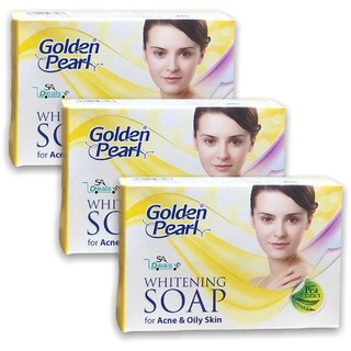                       Golden Pearl Whitening Soap For Acne And Oily Skin (New Packaging) (Pack of 3, 100g Each)                                              