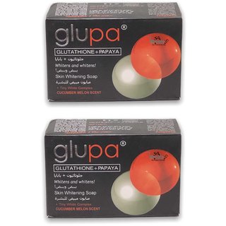                       Glupa Glutathion + Papaya Skin Whitens and Whitens Soap (Pack of 2, 135g Each)                                              
