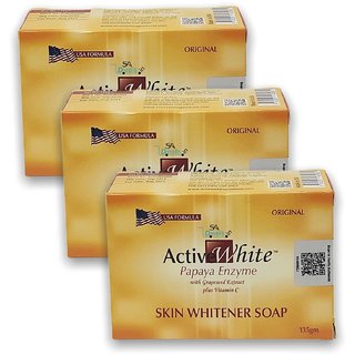 Active White Papaya Skin whitening soap (Pack Of 3, 135g Each)