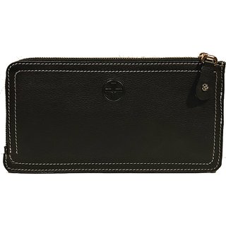 JL Collections Black Ladies Clutch Genuine Leather