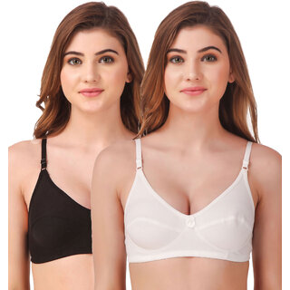                       Fasense Women's Cotton Solid Color Wire Free Non Padded Bra (Pack of 2)                                              