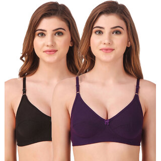                       Fasense Women's Cotton Solid Color Wire Free Non Padded Bra (Pack of 2)                                              