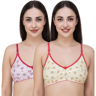 Fasense Floral Print Medium Coverage Wire Free Non Padded Bra (Pack of 2 Color) Fasense Floral Print Medium Coverage Wire Free Non Padded Bra (Pack of 2 Color)