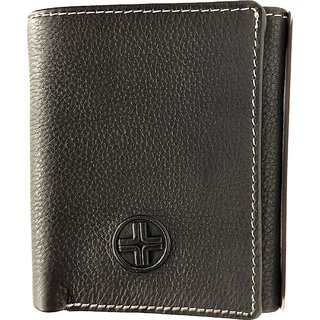 JL Collections Unisex Black Bi-Fold Wallet Genuine Leather