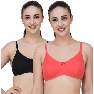                       Fasense Solid Color Wire Free Non Padded Minimizer Bra (Pack of 2 Color)                                              