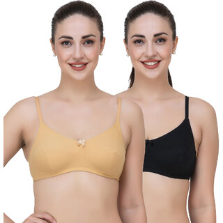                       Fasense Solid Color Wire Free Non Padded Minimizer Bra (Pack of 2 Color)                                              