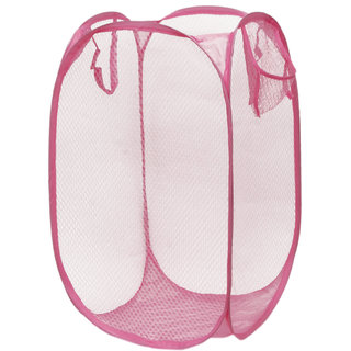                       Winner Full Size Rectangular Pink Foldable Laundry Basket - Laundry Bag Pack of 1 (lxbxh - 36X36X58 Cm)4000111                                              
