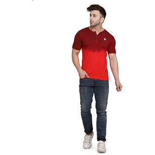                      Wear Forward Men's Tye  Dye Red Maroon Slim Fit Half Sleeve T-shirt                                              