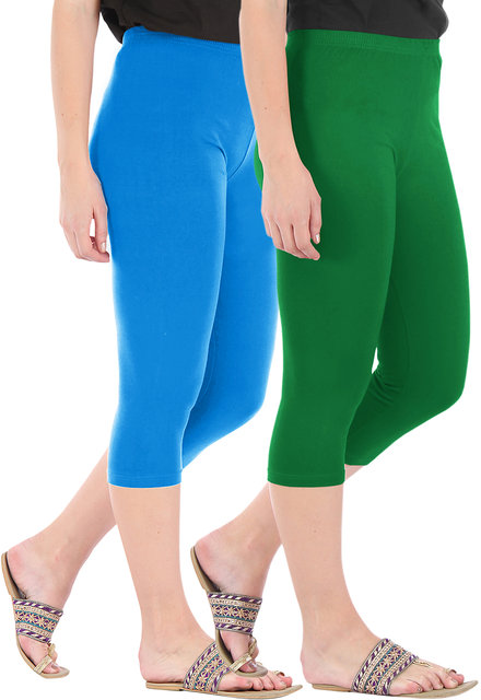 Multicoloured Combo Pack of 3 Skinny Fit 3/4 Lace Capris Leggings for – SVB  Ventures