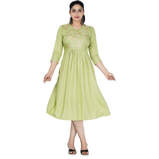 green color kurti with embroidery