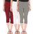 Buy That Trendz Combo Pack of 3 Skinny Fit 3/4 Capris Leggings for Women Maroon White Ash