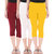 Buy That Trendz Combo Pack of 3 Skinny Fit 3/4 Capris Leggings for Women Maroon White Golden Yellow