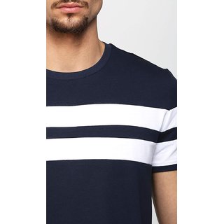 Navy Blue striped Men Tshirt