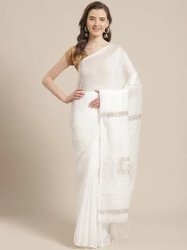 White Color Sequin Weaving Jamdani Saree