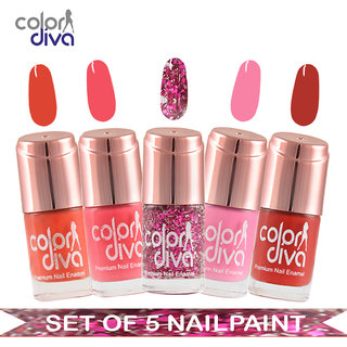 Color Diva (CD-NPCMB5-4124) - Maybe UVCP Multicolor Nail Paint - (Set of 5) - 6 ml Each