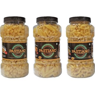 Pastiano Macaroni, Penne and Fusilli Jars- Combo of 3
