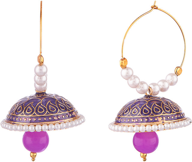 Buy Designer Jaipuri Tribal Oxidised Purple Beads Tassel Earrings online  from Karat Cart