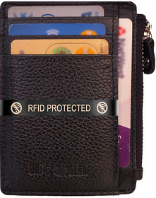 Hide & Sleek RFID Protected Genuine Black Leather 8 Card Holder