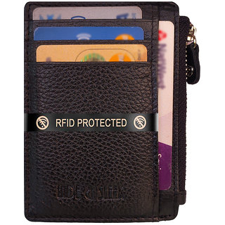 Hide Sleek RFID Protected Genuine Black Leather 8 Card Holder