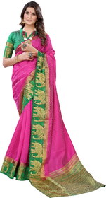 Pisara Pink Pure Kanjiwaram Silk Woven Saree