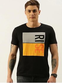 Stylogue Black Round Neck T-Shirt For Men