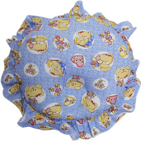 Moms Pet Round Neck Printed Frill Pillow for Baby  Infant ( Blue )