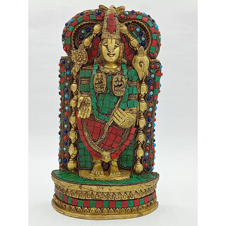                       Arihant Craft Ethnic Decor Lord Balaji Idol Lord Tirupati Statue Sculpture Stone Work Showpiece  30 cm, (Multicolour)                                              