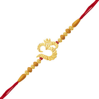                       Vighnaharta Spiral Om Gold and Rhodium Plated Alloy Rakhi for Lovely Brother - [VFJ1041RKG]                                              