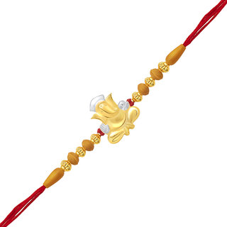                       Vighnaharta Pagdidhari Ganesh Gold and Rhodium Plated Alloy Rakhi for Lovely Brother - [VFJ1032RKG]                                              