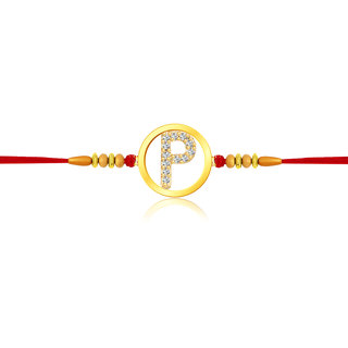                       Vighnaharta Initial 'P' Alphabet Rakhi CZ Gold Plated Alloy Rakhi  [VFJ1103RKG]                                              