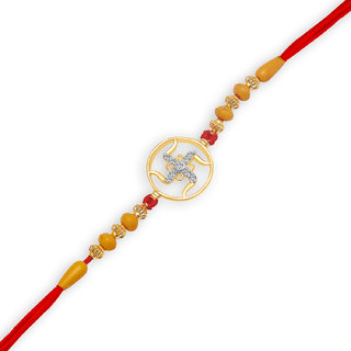                       Vighnaharta Sathiya Gold and Rhodium Plated CZ Rakhi - [VFJ1009RKG]                                              