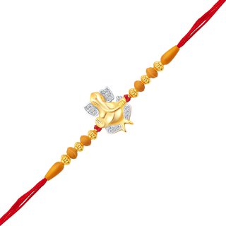                       Vighnaharta Shurpkarna Ganesha CZ Gold and Rhodium Plated Alloy Rakhi for Lovely Brothers - [VFJ1084RKG]                                              