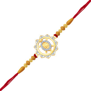                       Vighnaharta Framing Swastik Tortoise CZ Rhodium Plated Alloy Rakhi for Lovely Brother - [VFJ1060RKG]                                              