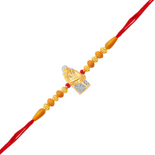                       Vighnaharta Shri Sai Gold and Rhodium Plated CZ Rakhi - [VFJ1012RKG]                                              