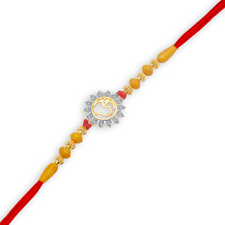                       Vighnaharta CZ Gold and Rhodium Plated Alloy Rakhi for Lovely Brother - [VFJ10008RKG]                                              