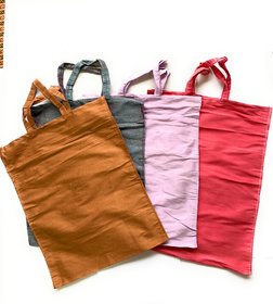 TUGS Export Quality Dolphin Fabric Cloth Bag Hand Stitched Size 12x16 with Handle, Pack of 10