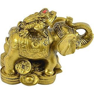                       Gola International Grand Jhaiji Vastu Feng Shui Money Frog On Elephant                                              