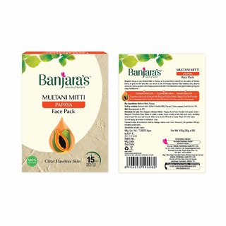 Banjara's Multani Mitti + Papaya Face Pack Powder, 100 g