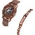 Men Brown Watch And Bracelet Combo