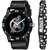 Black Plastic Strip Watch With King Bracelet Combo For Men