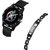 Black Plastic Strip Watch With King Bracelet Combo For Men