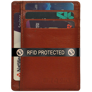                       Hide & Sleek RFID Protected Men Brown Genuine Leather Card Holder                                              