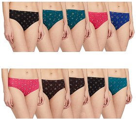Rupa Jon Women's Cotton Printed Panty (Pack of 10)(Colors May Vary)