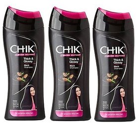 CHIK Protein Solutions Thick  Glossy Black Shampoo 180ml (Pack Of 3)