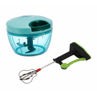                       Combo 500 ml Large Vegetable Dori Chopper with 3 Blades  Power Free Hand Blender and Beater in Kitchen appliances with high Speed Combo Kitchen Tool Set                                              